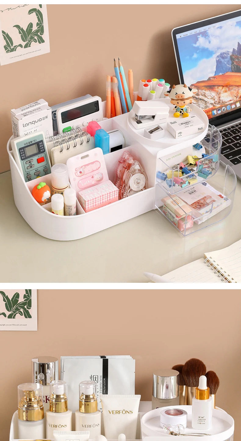 Large Capacity Cosmetic Storage Box with Clear Drawer