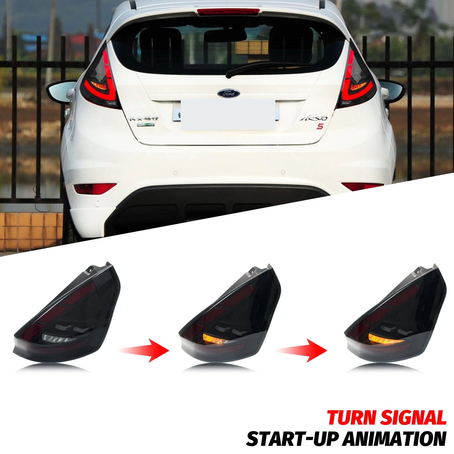 LED Tail Lights for Ford Fiesta MK7 MK7.5 VI Hatchback 2008-2017 Sequential Turn Signal Brake Black Rear Lamps Assembly