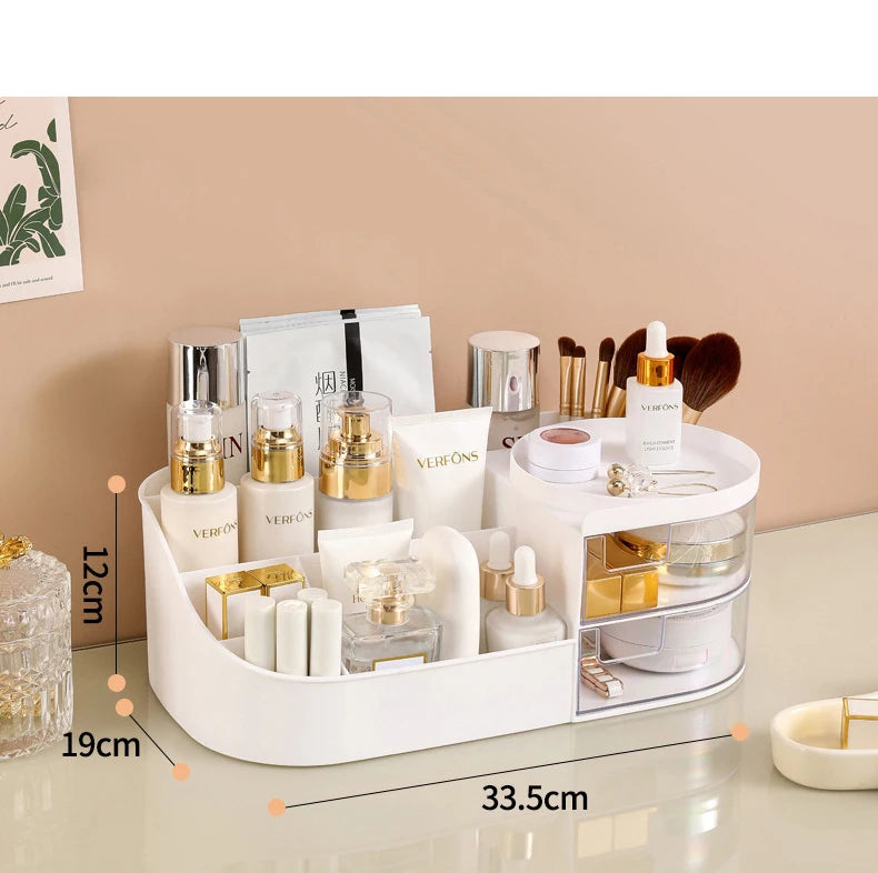 Large Capacity Cosmetic Storage Box with Clear Drawer