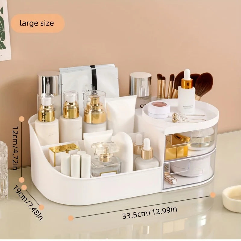 Large Capacity Cosmetic Storage Box with Clear Drawer